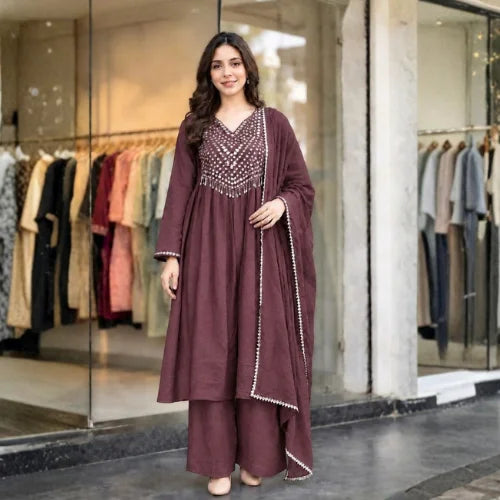 Rangoli Crush Silk Foil Mirror Work Suit Set