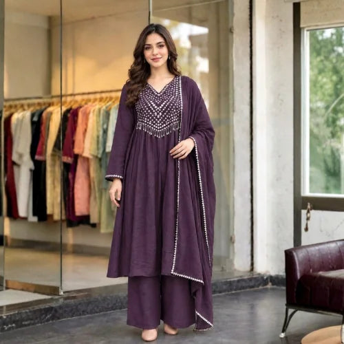 Rangoli Crush Silk Foil Mirror Work Suit Set