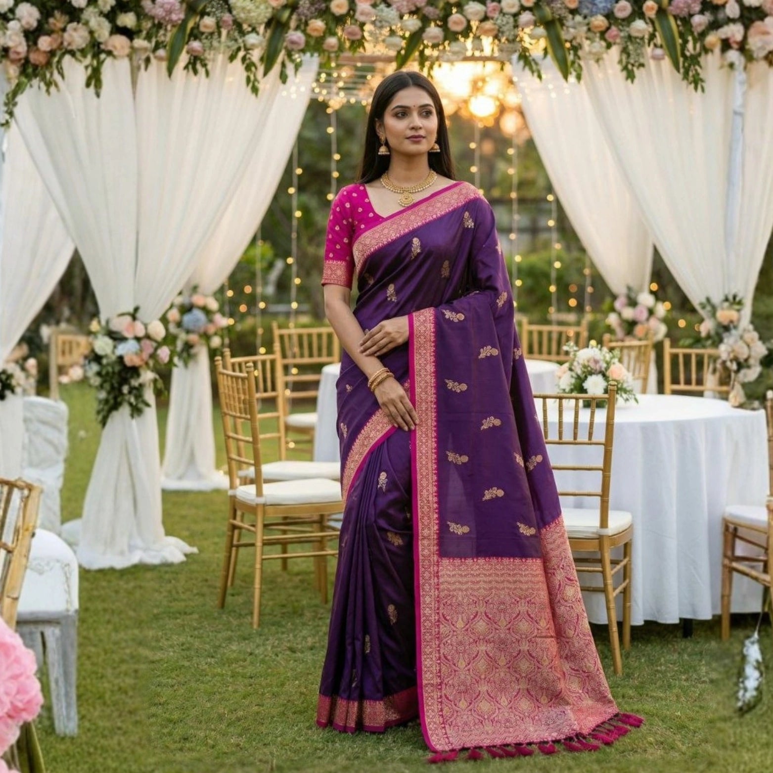 Dolly Soft Banarasi Silk Saree with Rich Contrast Pallu