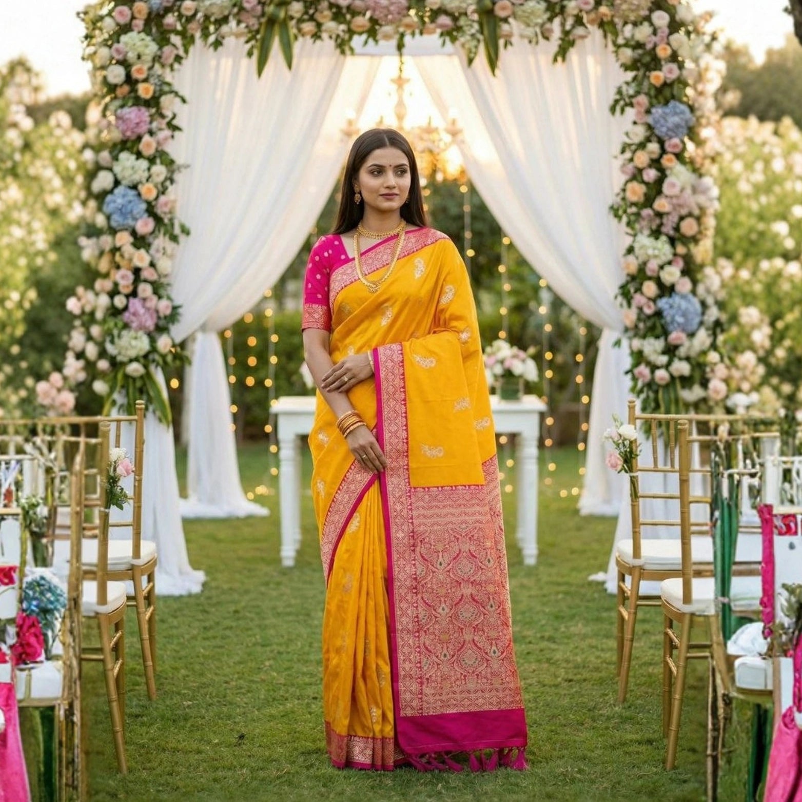 Dolly Soft Banarasi Silk Saree with Rich Contrast Pallu