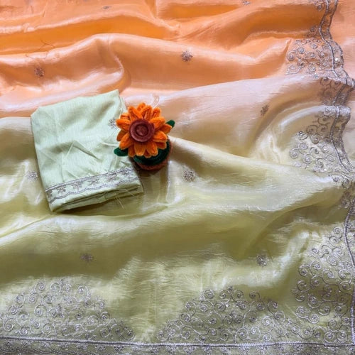 Golden Glow Crush Saree