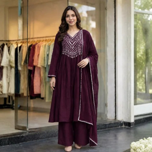 Rangoli Crush Silk Foil Mirror Work Suit Set
