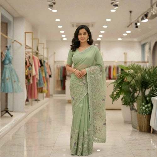 Roselle Aura Embroidered Saree