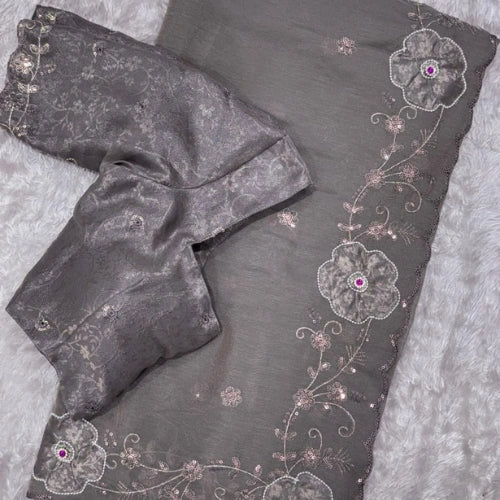 Ruhani Appliqué Chiffon Saree