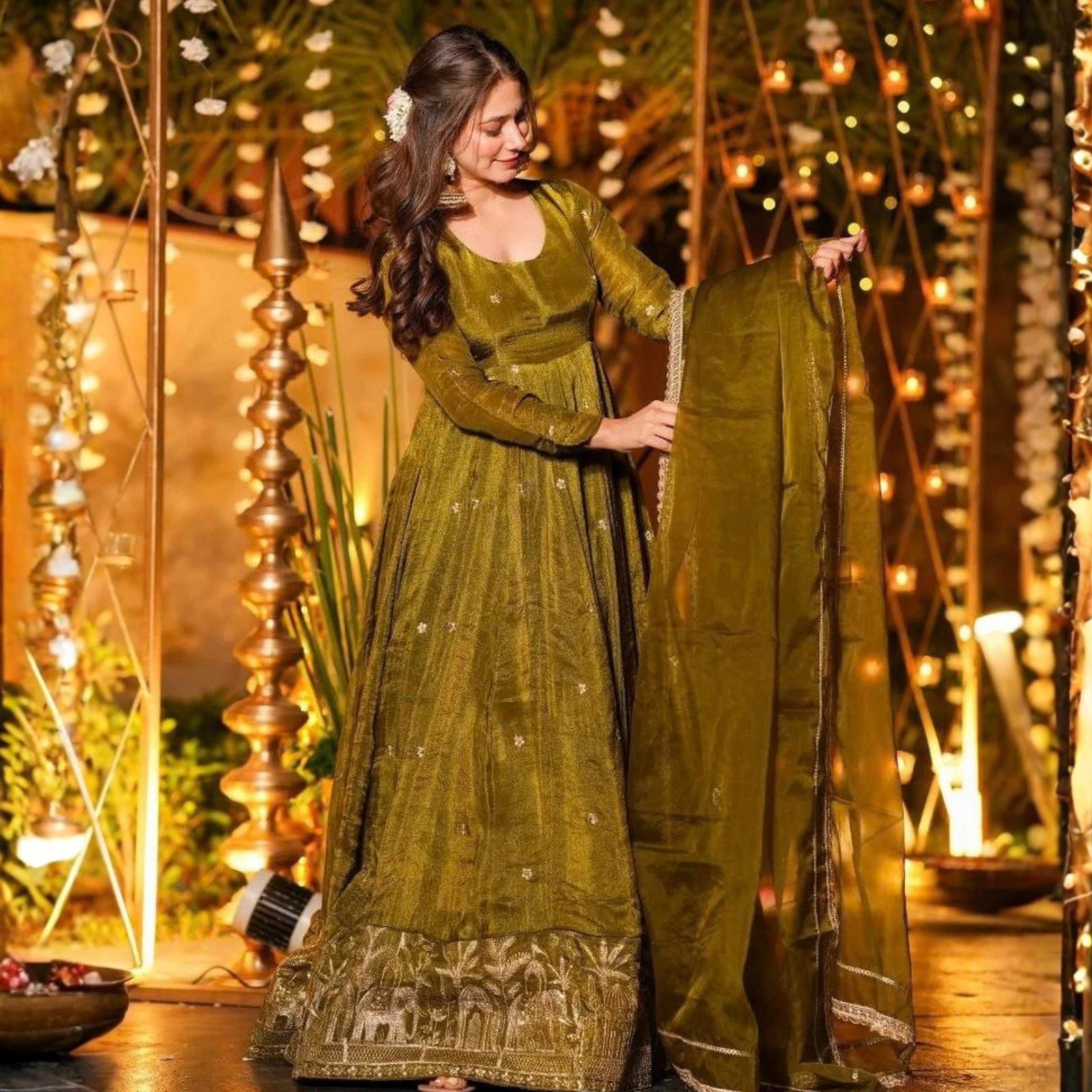 Ethnic Aura Sequence Embroidered Anarkali Set