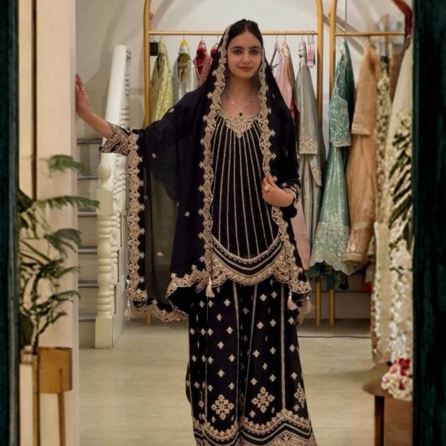 Noor Luxe Embroidered Palazzo Set