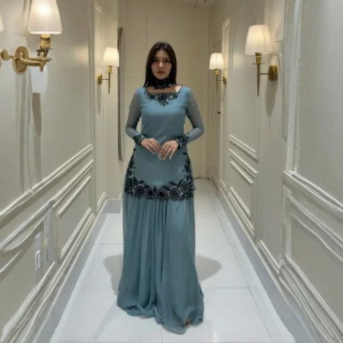 Noor Beaded Faux Georgette Sharara Set