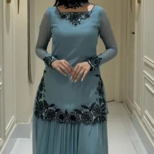 Noor Beaded Faux Georgette Sharara Set