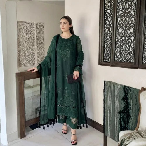 Organza Embroidered Designer Suit Set