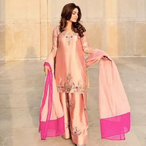 Devsena Silk Embroidered Designer Suit Set
