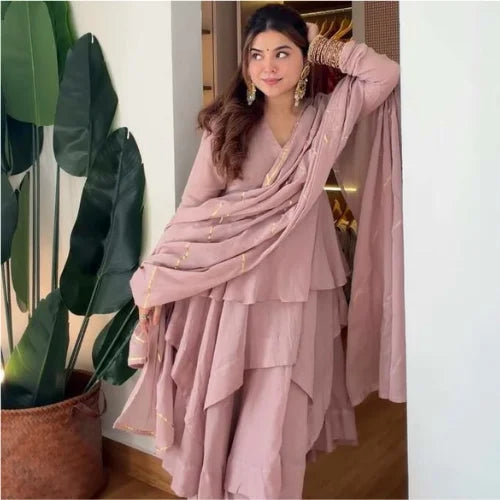 Mal Chanderi Embroidered Sharara Set