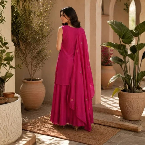 Premium Chinon Designer Kurti Palazzo Set