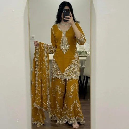 Heavy Embroidered Faux Georgette Suit Set