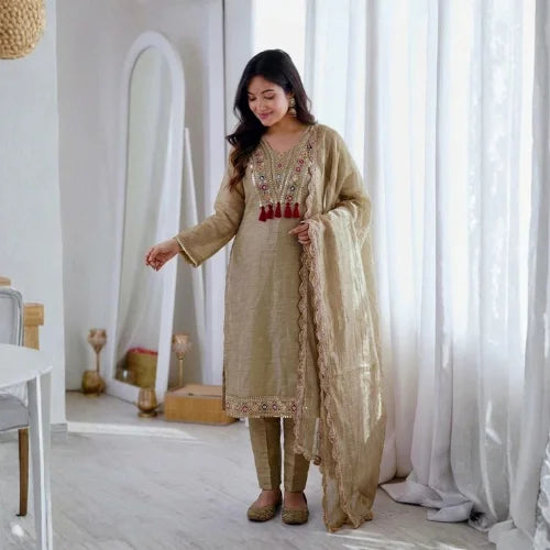 Mehrika Embroidered Salsa Silk Suit Set