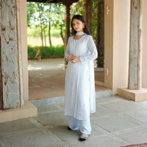 Designer Chikankari Georgette Suit Set