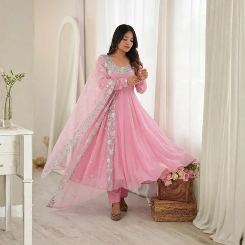 Aaliya Rose Embroidered Gown Set