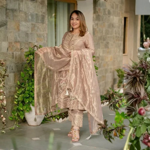 Aarohi Fendi Silk Embroidered Set