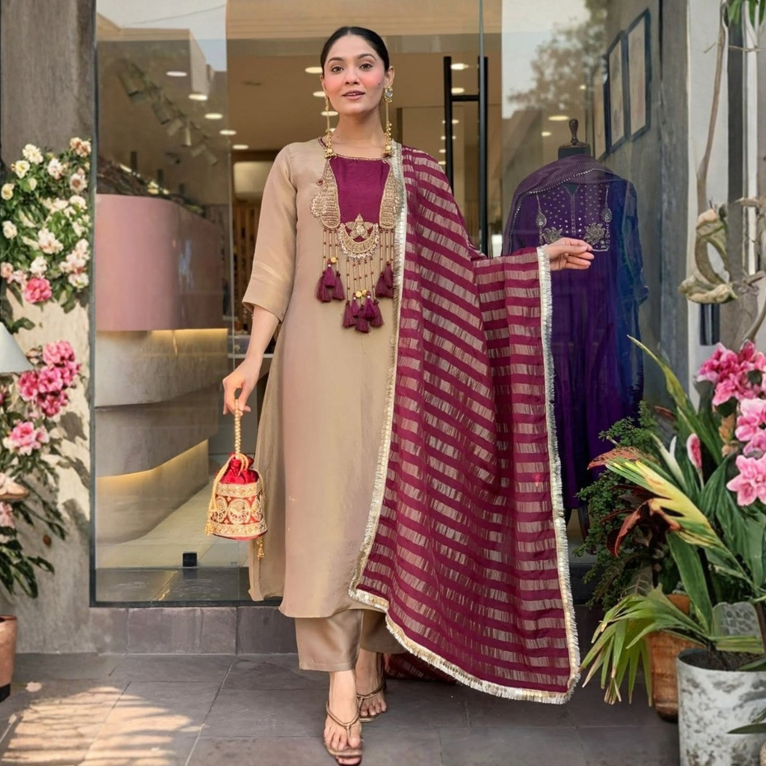 Areeza Glass Malai Silk Suit Set