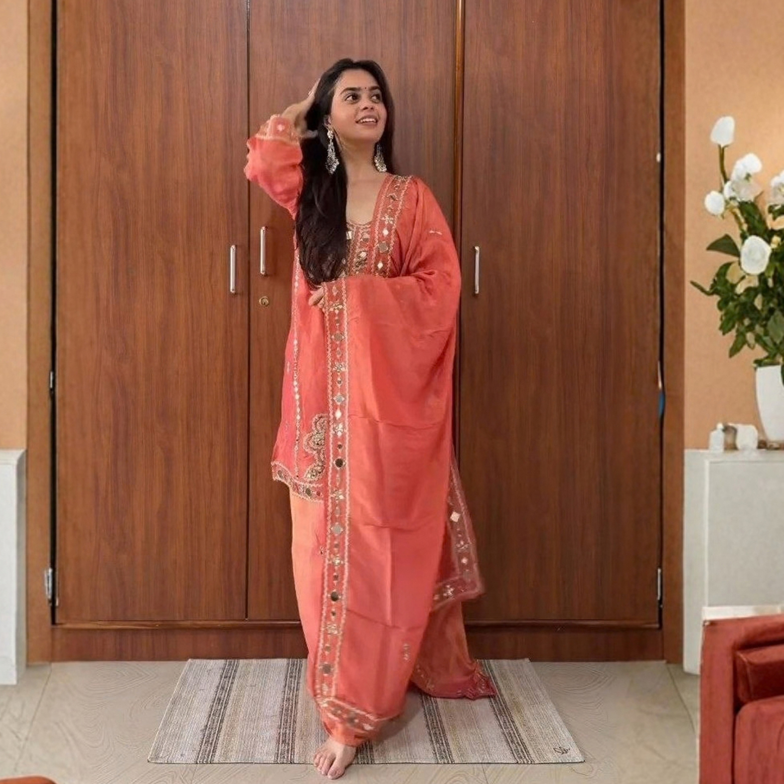 Meher Mirrorwork Space Silk Suit Set