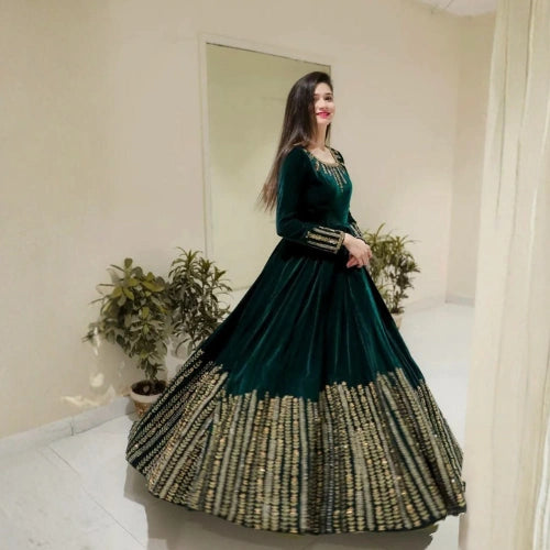 Velvet Anarkali Pant Set