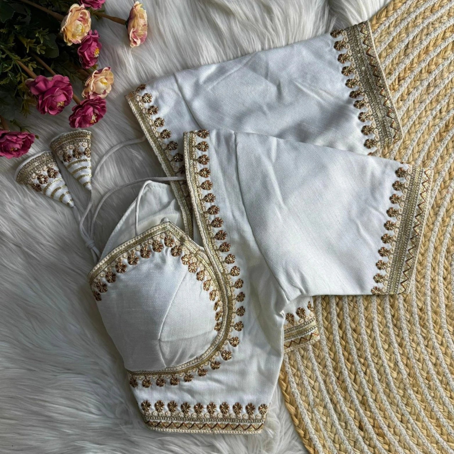 Italian Silk Embroidered Partywear Blouse