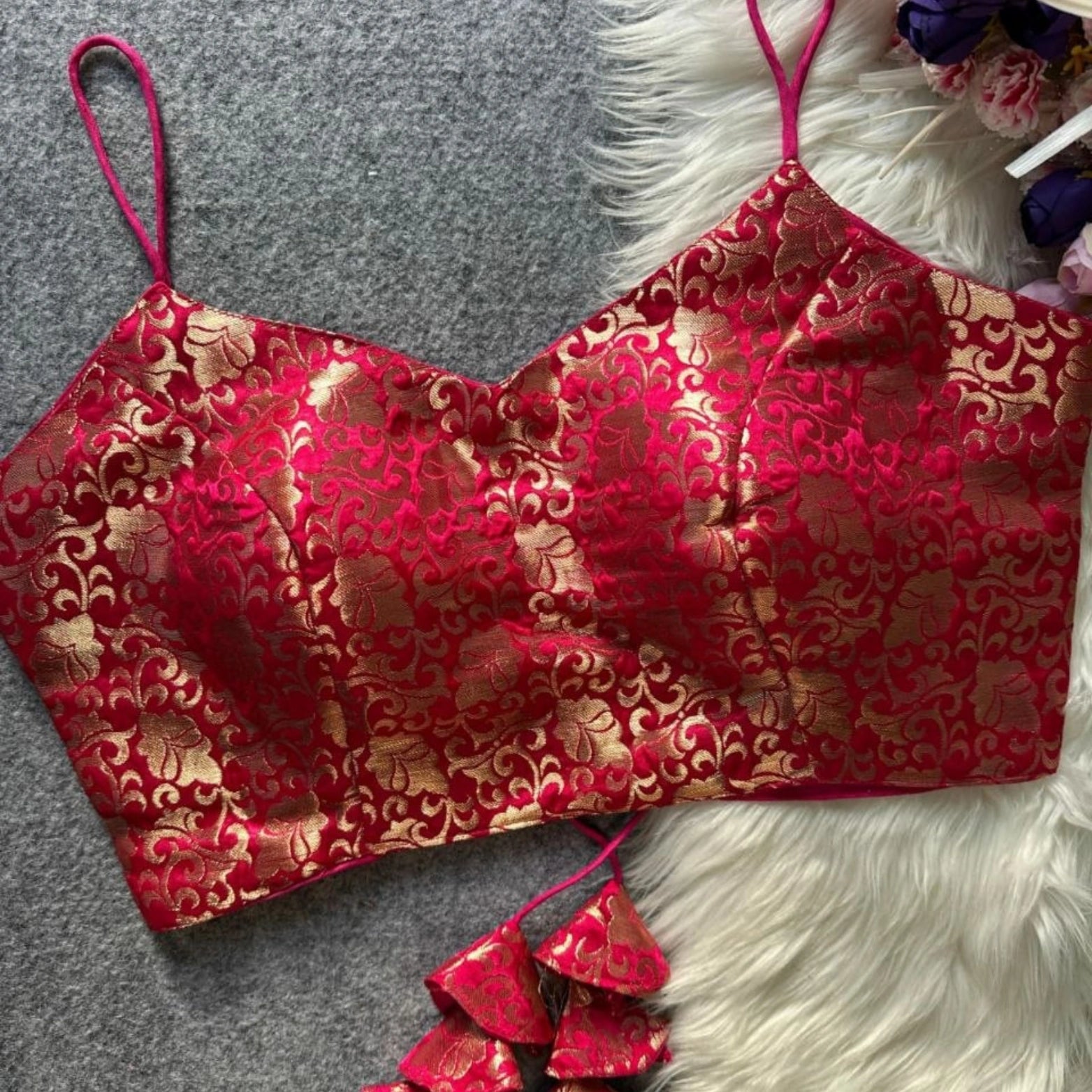 Jacquard Silk Party Wear Blouse