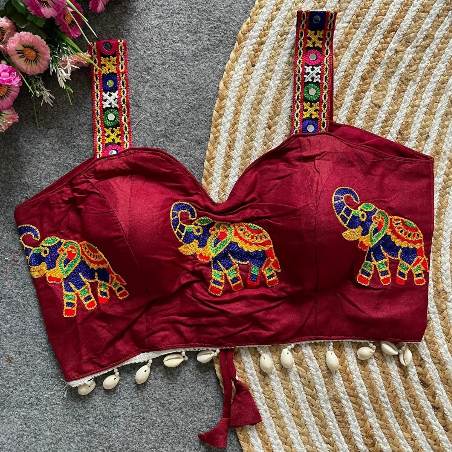 Traditional Navratri Halter Neck Embroidered Blouse
