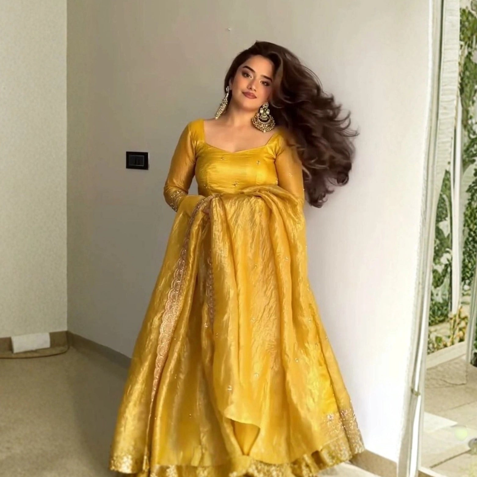 Aurelia Gold Crush Embroidered Anarkali Set