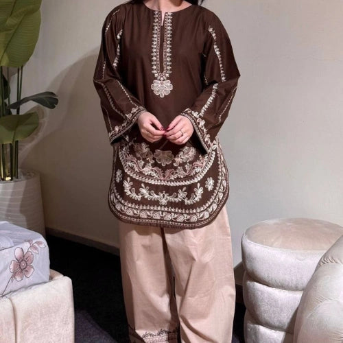 Zoya Embroidered Roman Silk Farshi Set