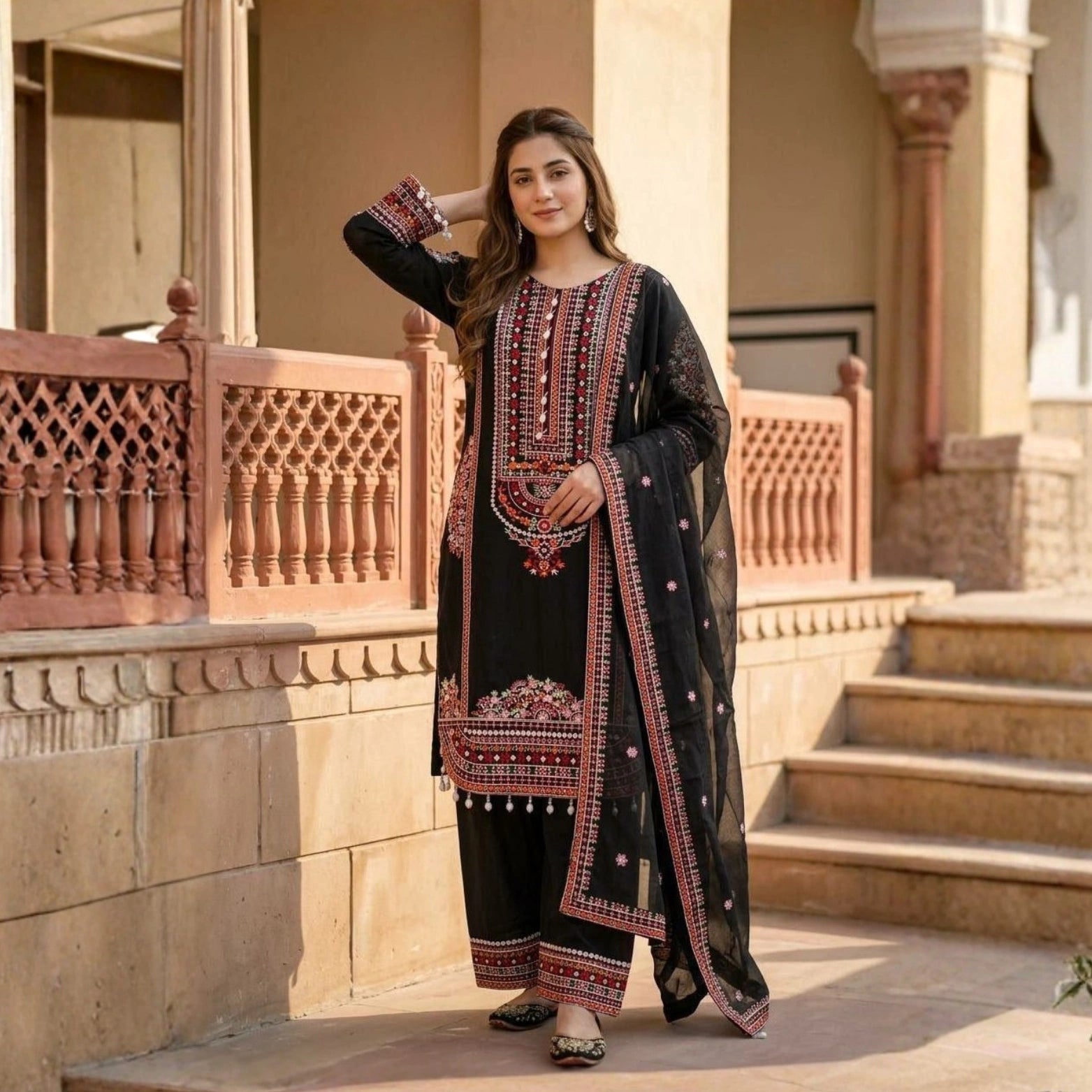 Aarohi Chanderi Mirrorwork Suit Set