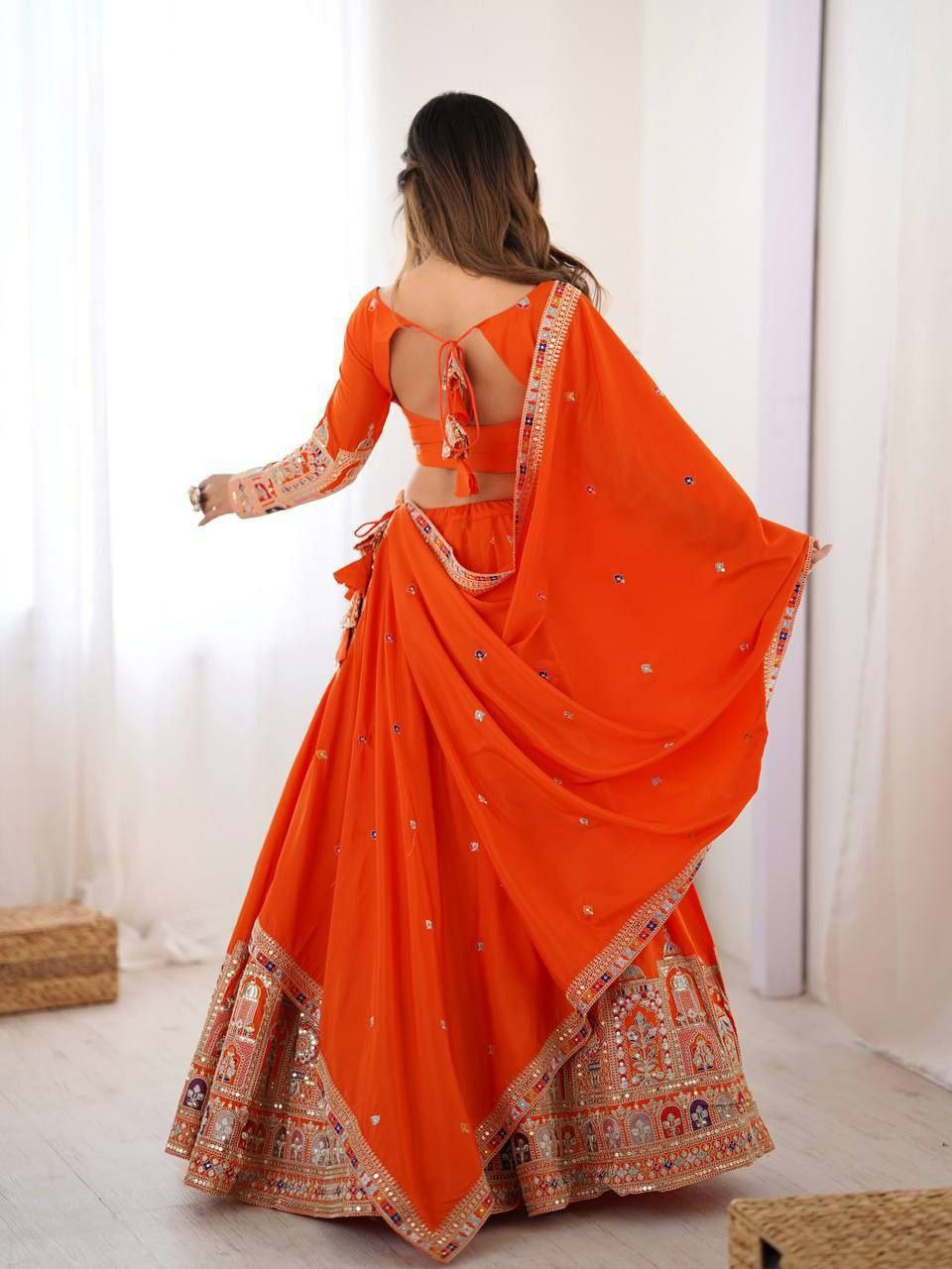 French Crepe Semi-Stitched Lehenga Set