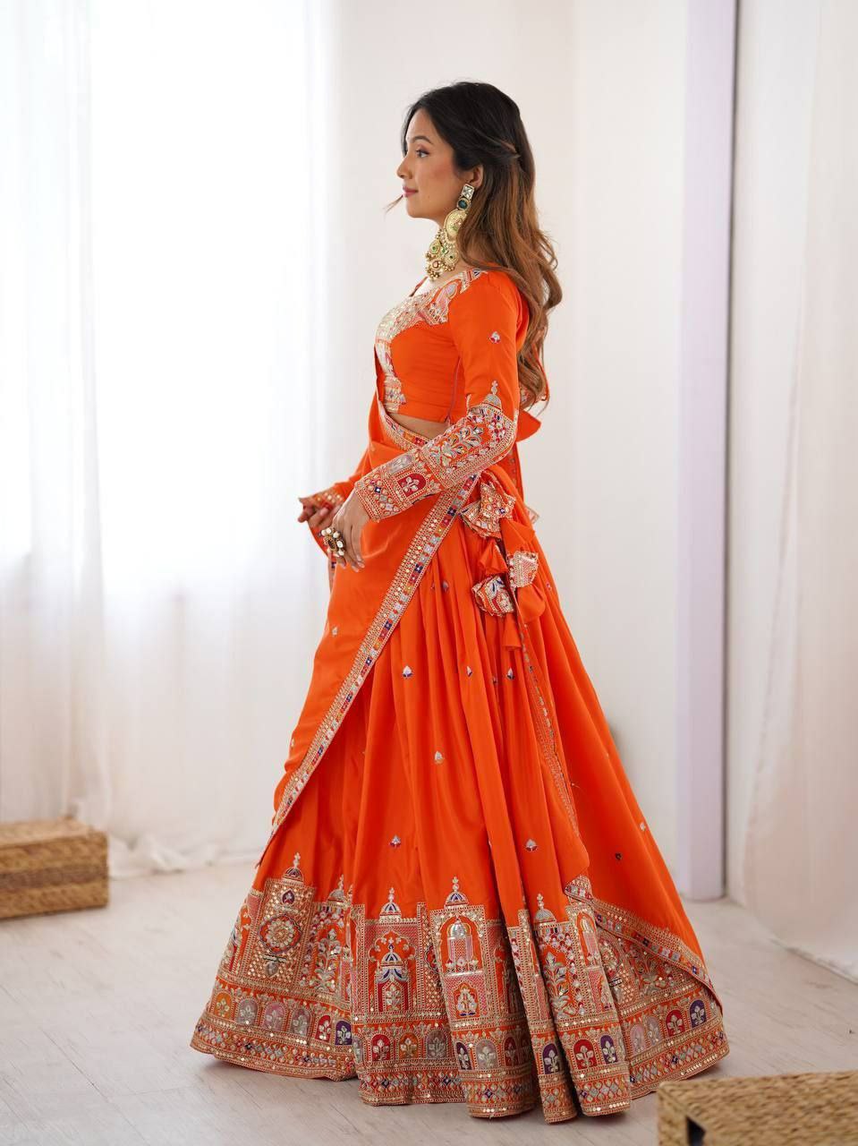 French Crepe Semi-Stitched Lehenga Set