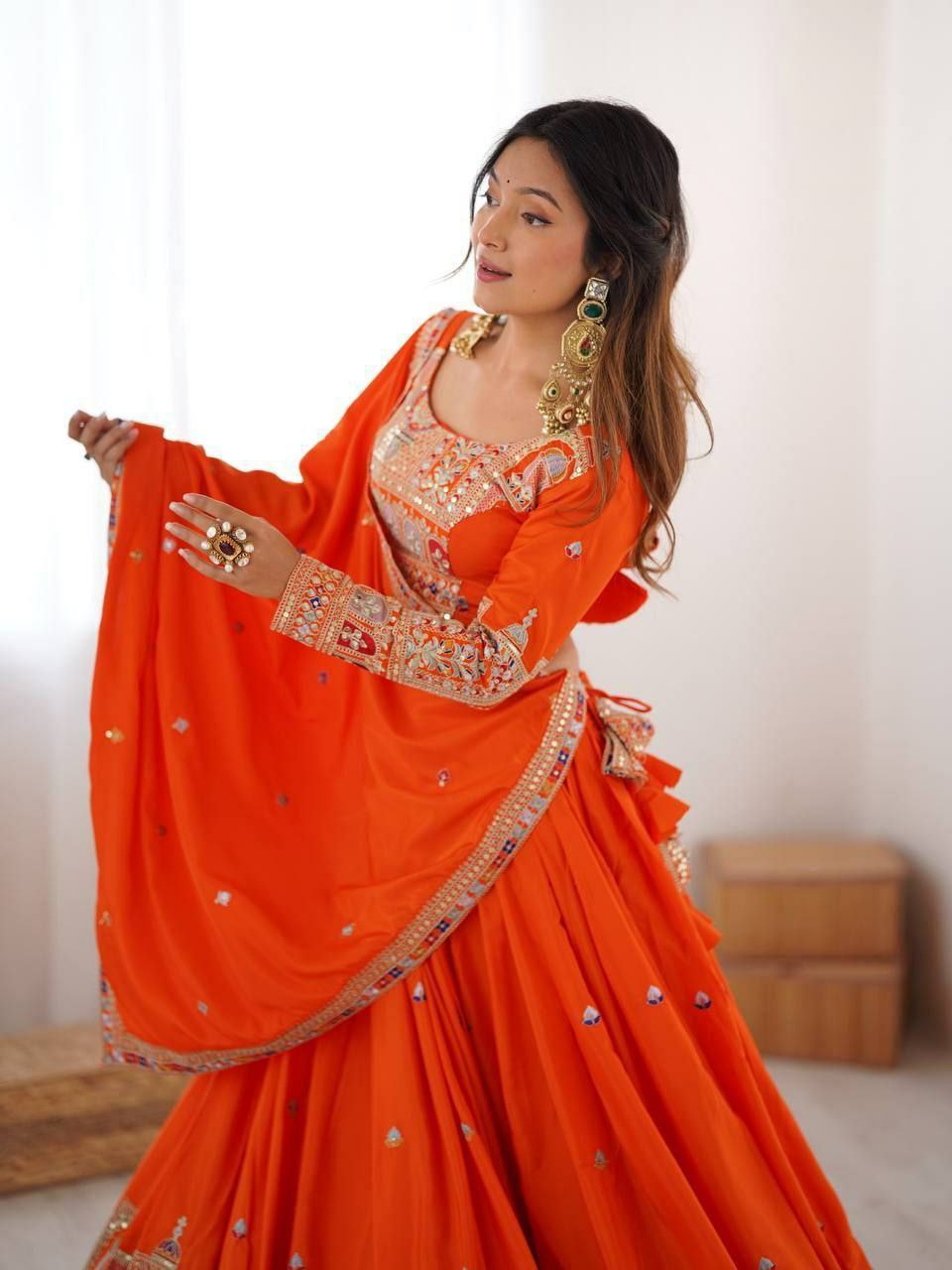 French Crepe Semi-Stitched Lehenga Set