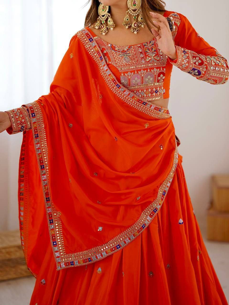 French Crepe Semi-Stitched Lehenga Set