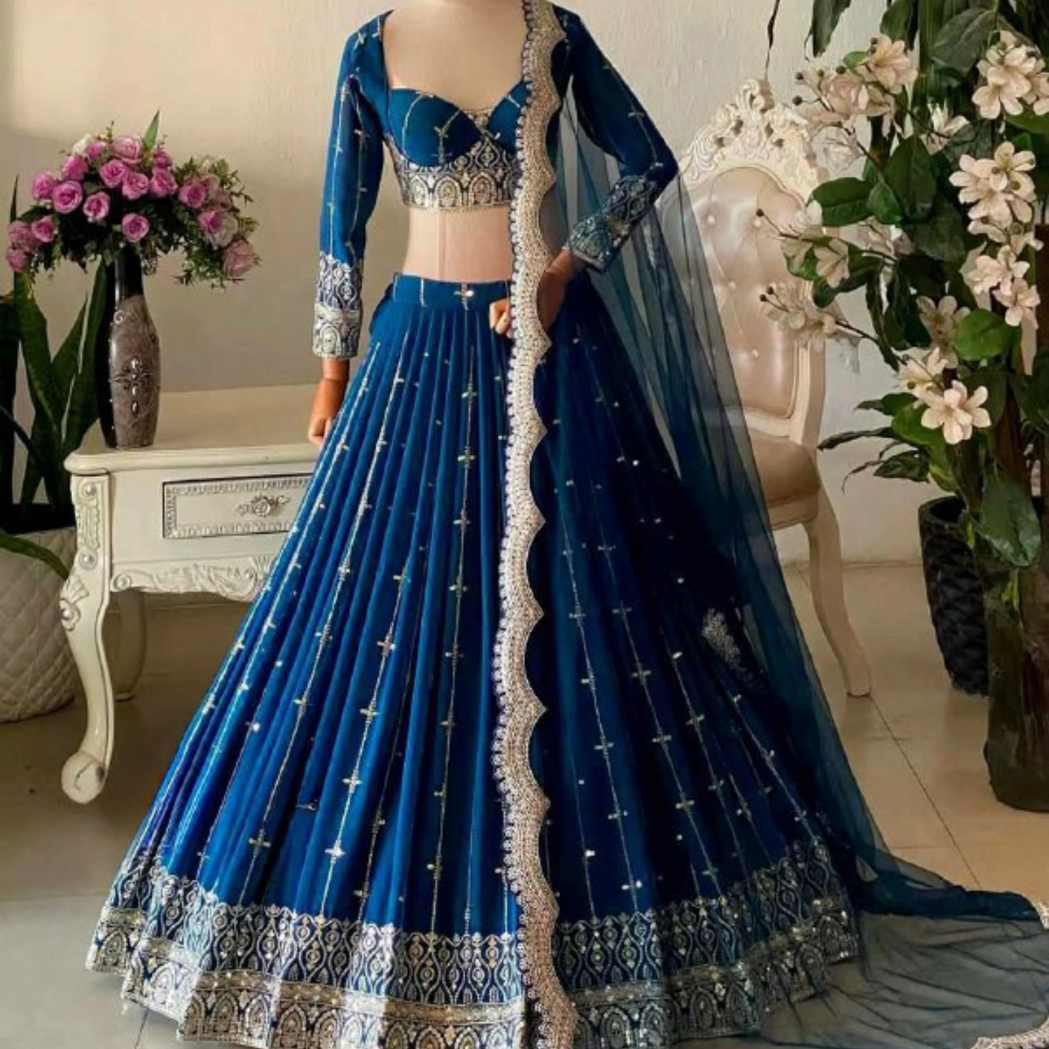 Foux Georgette Fully-Stitched Lehenga Set