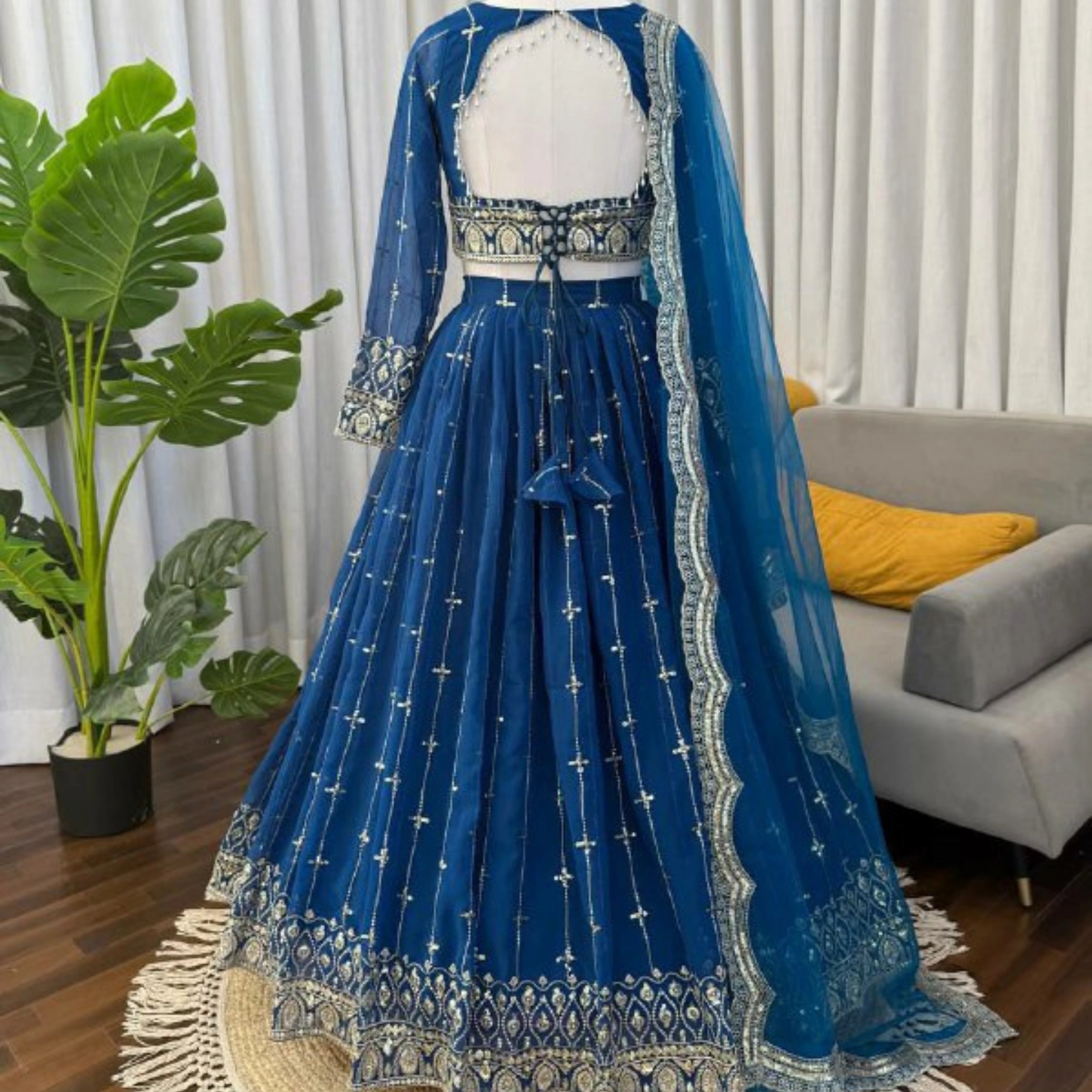 Foux Georgette Fully-Stitched Lehenga Set