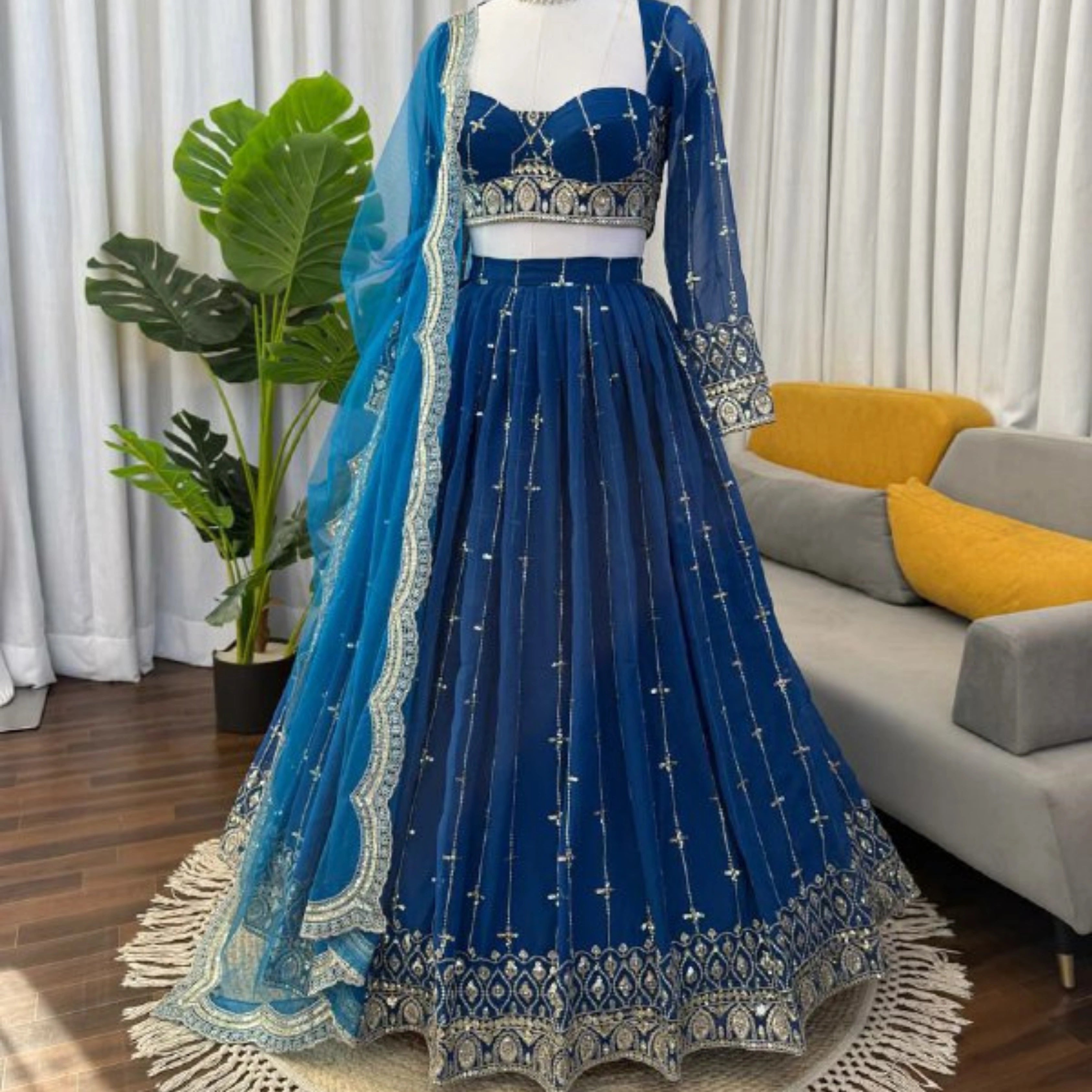 Foux Georgette Fully-Stitched Lehenga Set