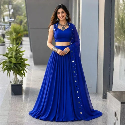 Premium Cotton Mirror Work Lehenga Set