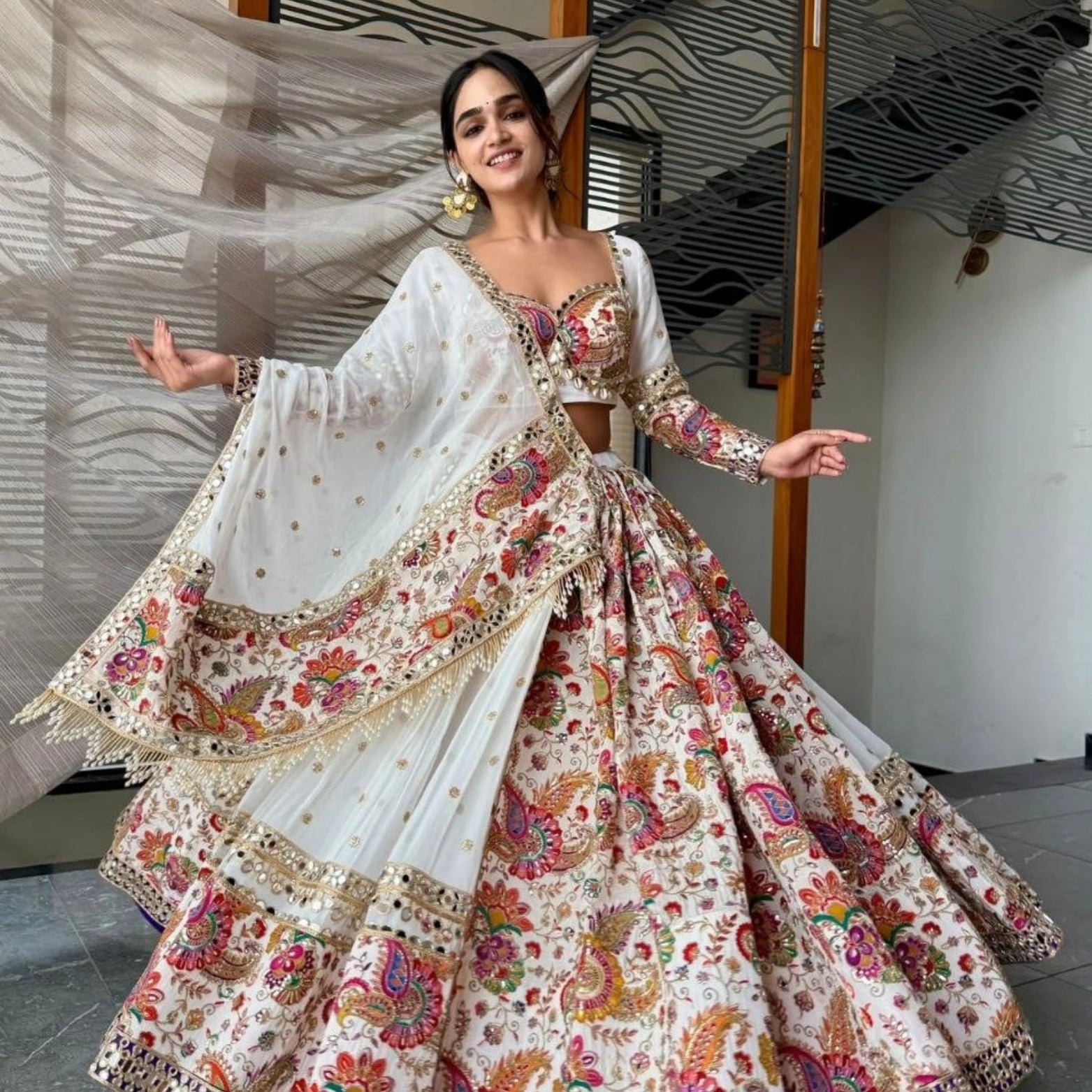 Meher Mirror Zari Bridal Lehenga Set