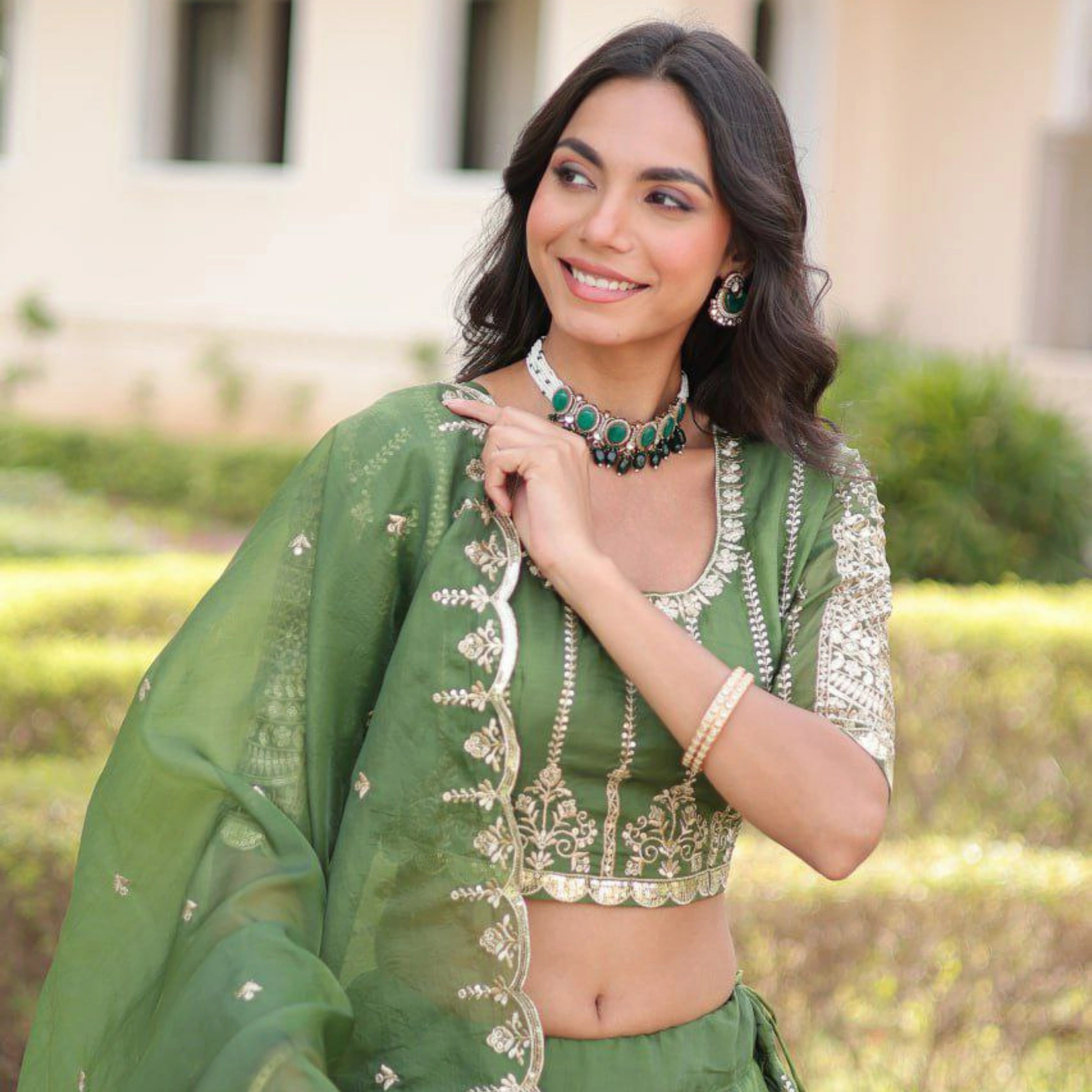 Gold Crush Full-Stitched Lehenga Set