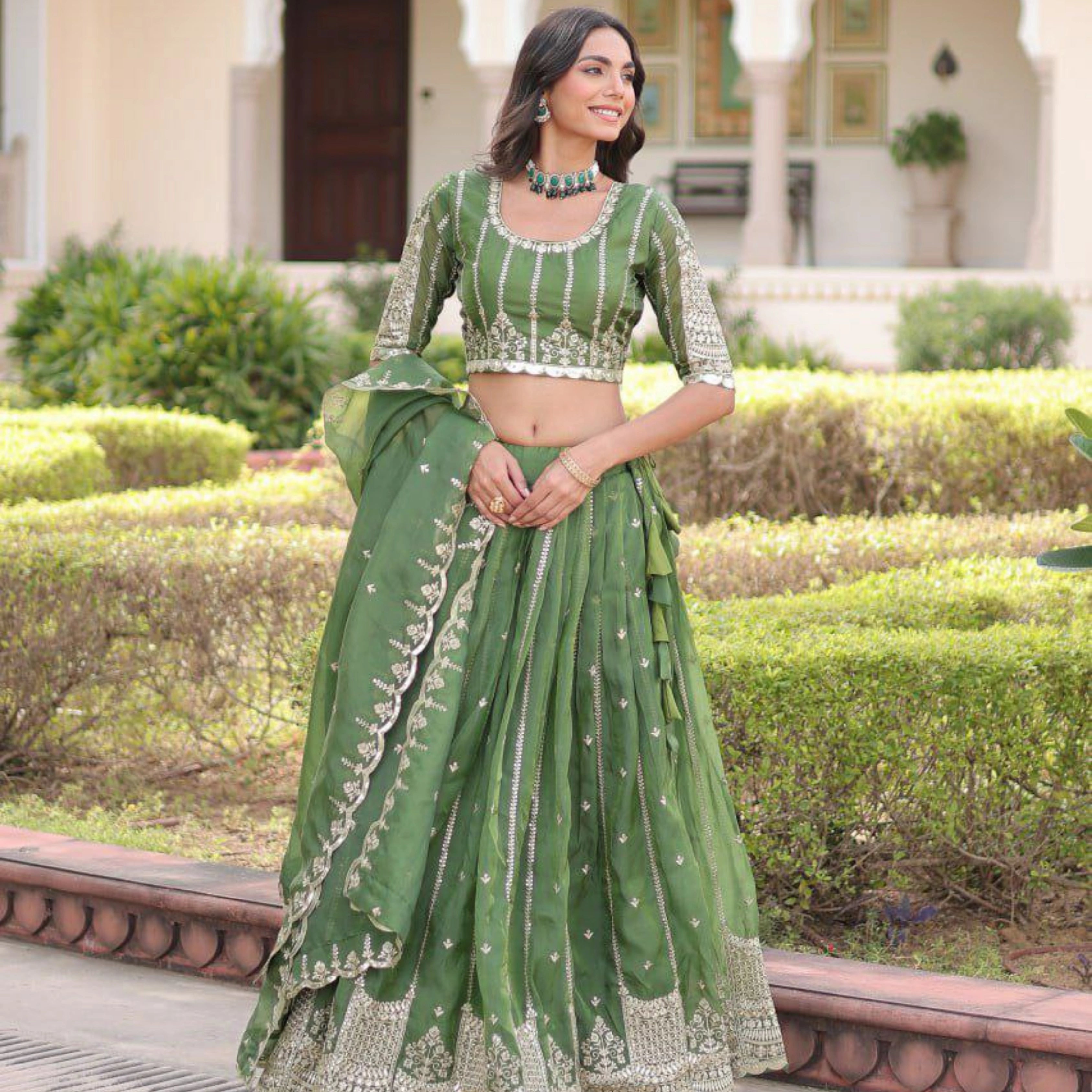Gold Crush Full-Stitched Lehenga Set