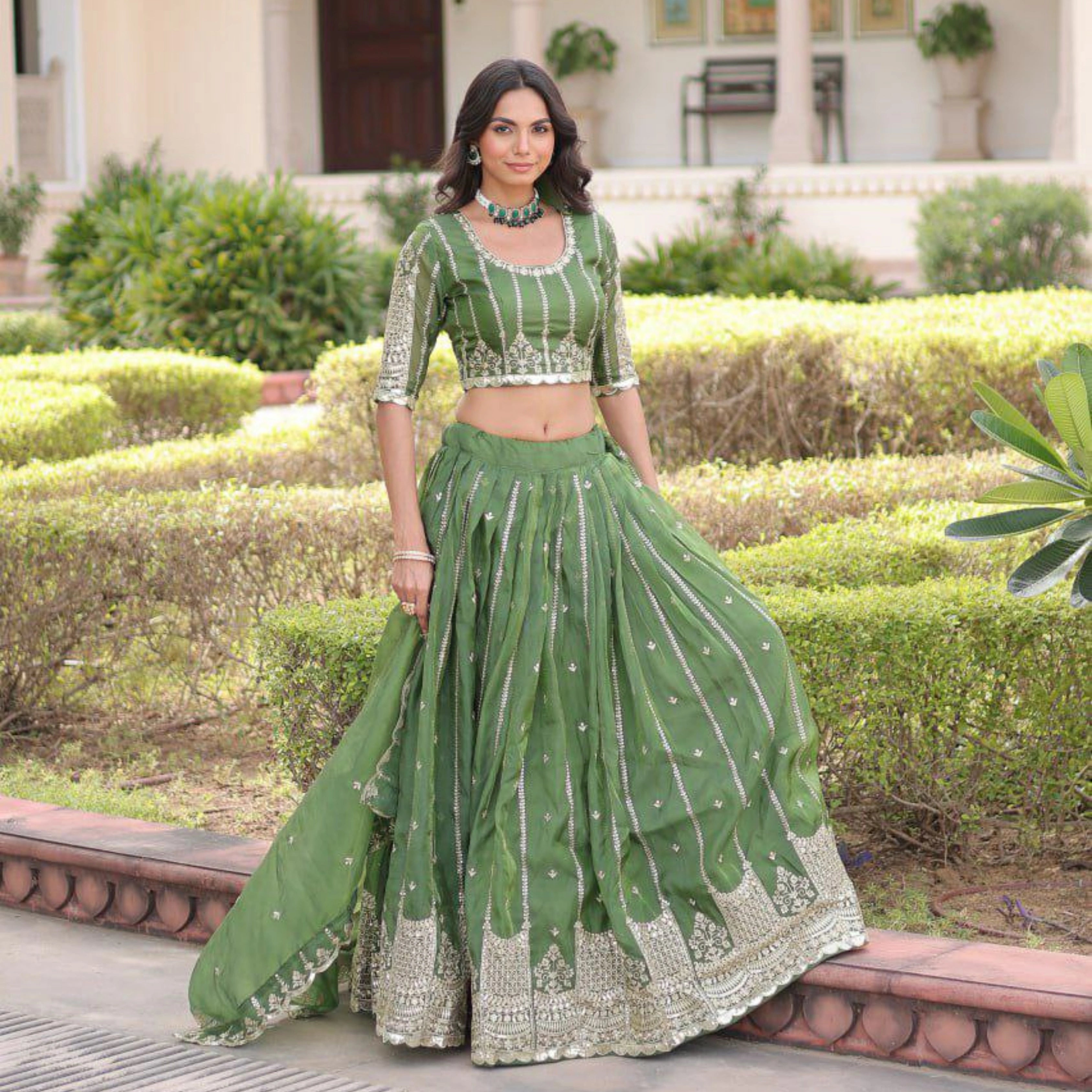 Gold Crush Full-Stitched Lehenga Set
