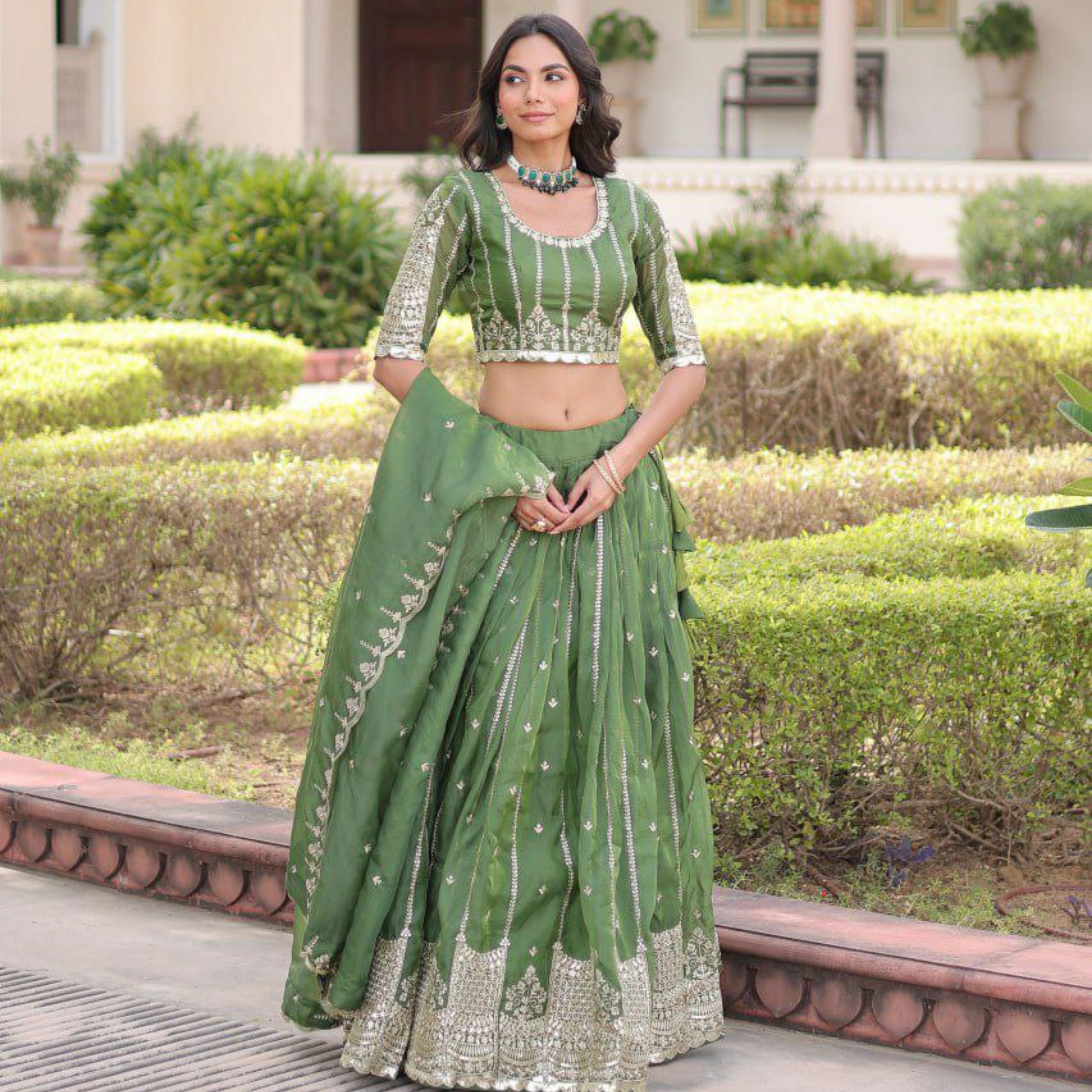 Gold Crush Full-Stitched Lehenga Set