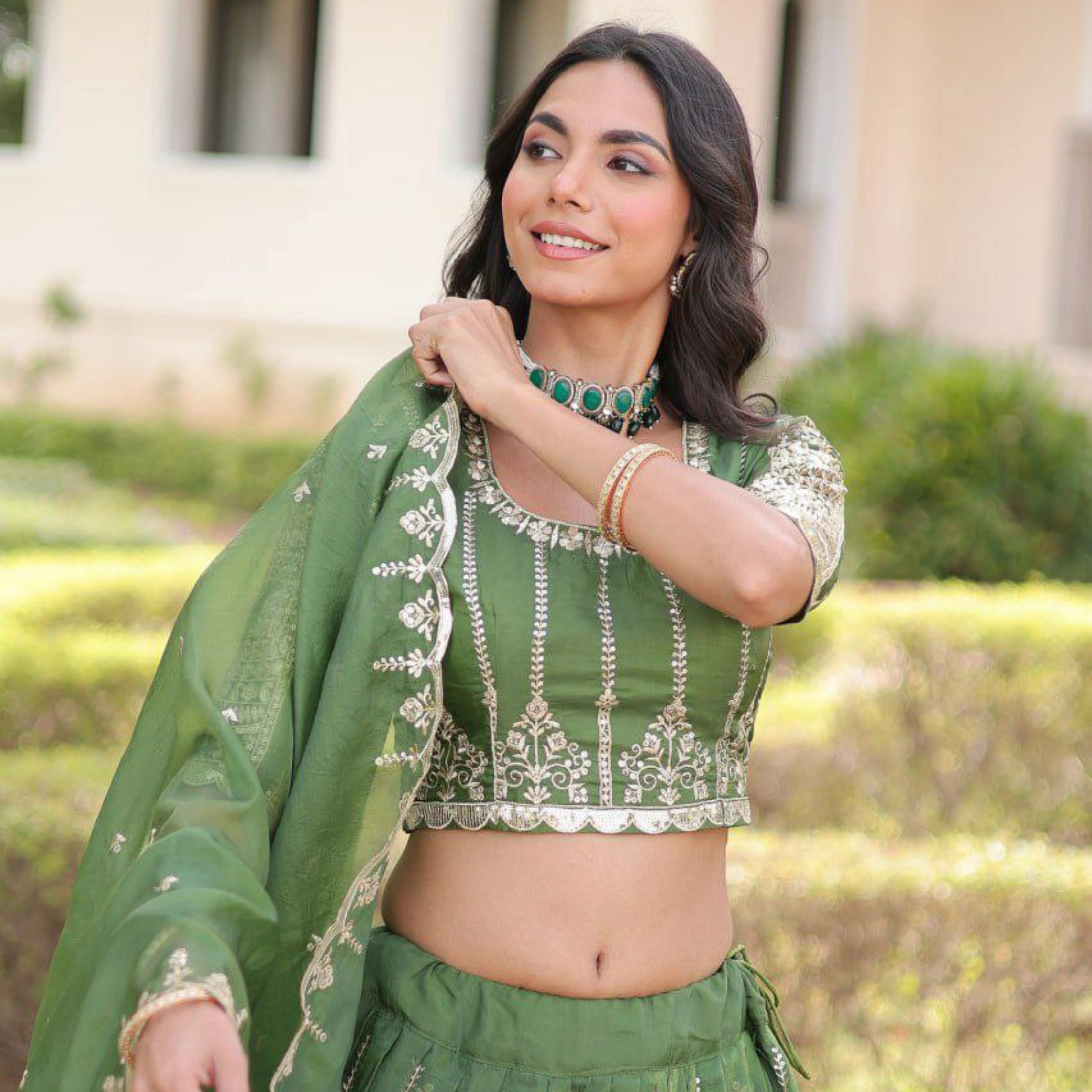 Gold Crush Full-Stitched Lehenga Set