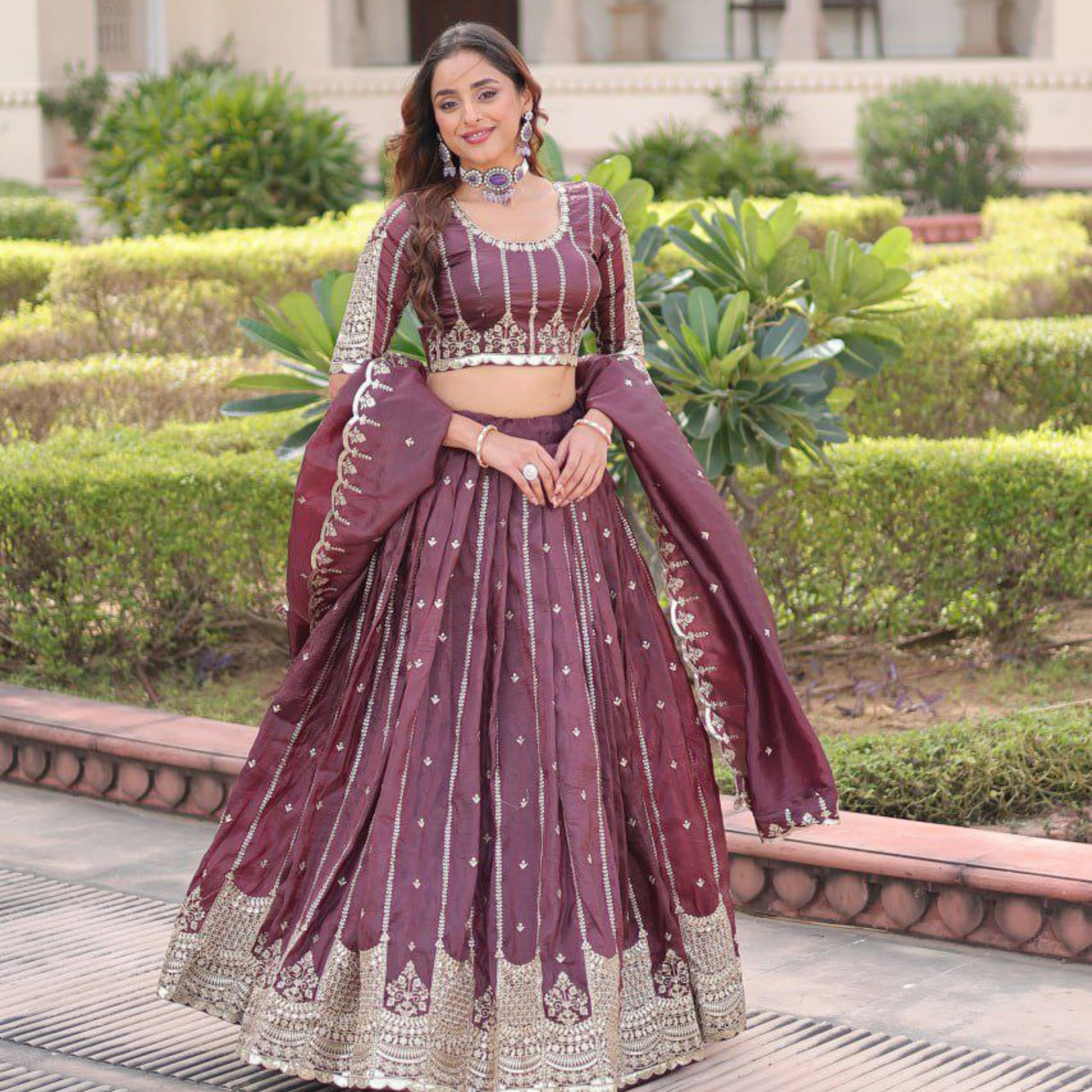 Gold Crush Full-Stitched Lehenga Set