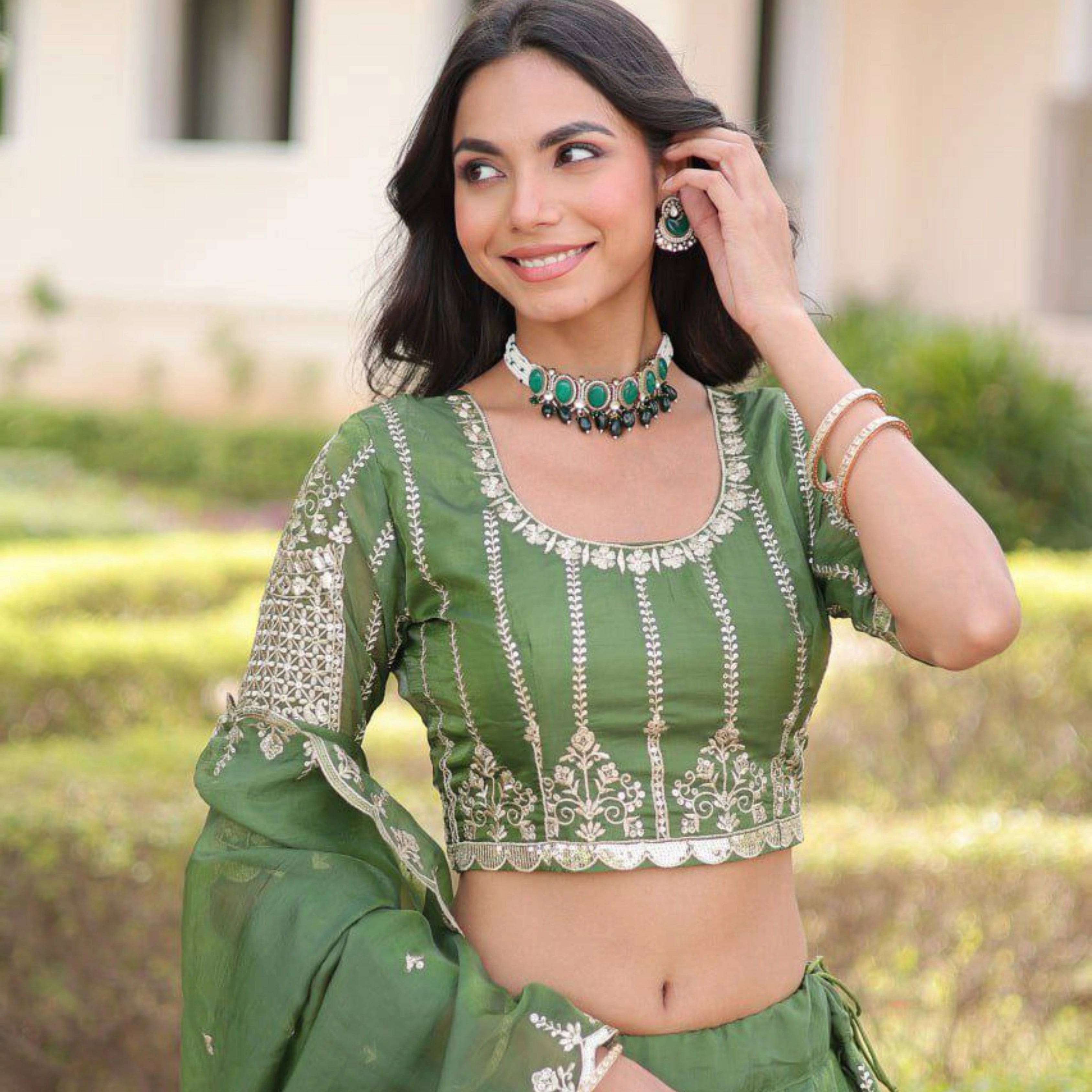 Gold Crush Full-Stitched Lehenga Set