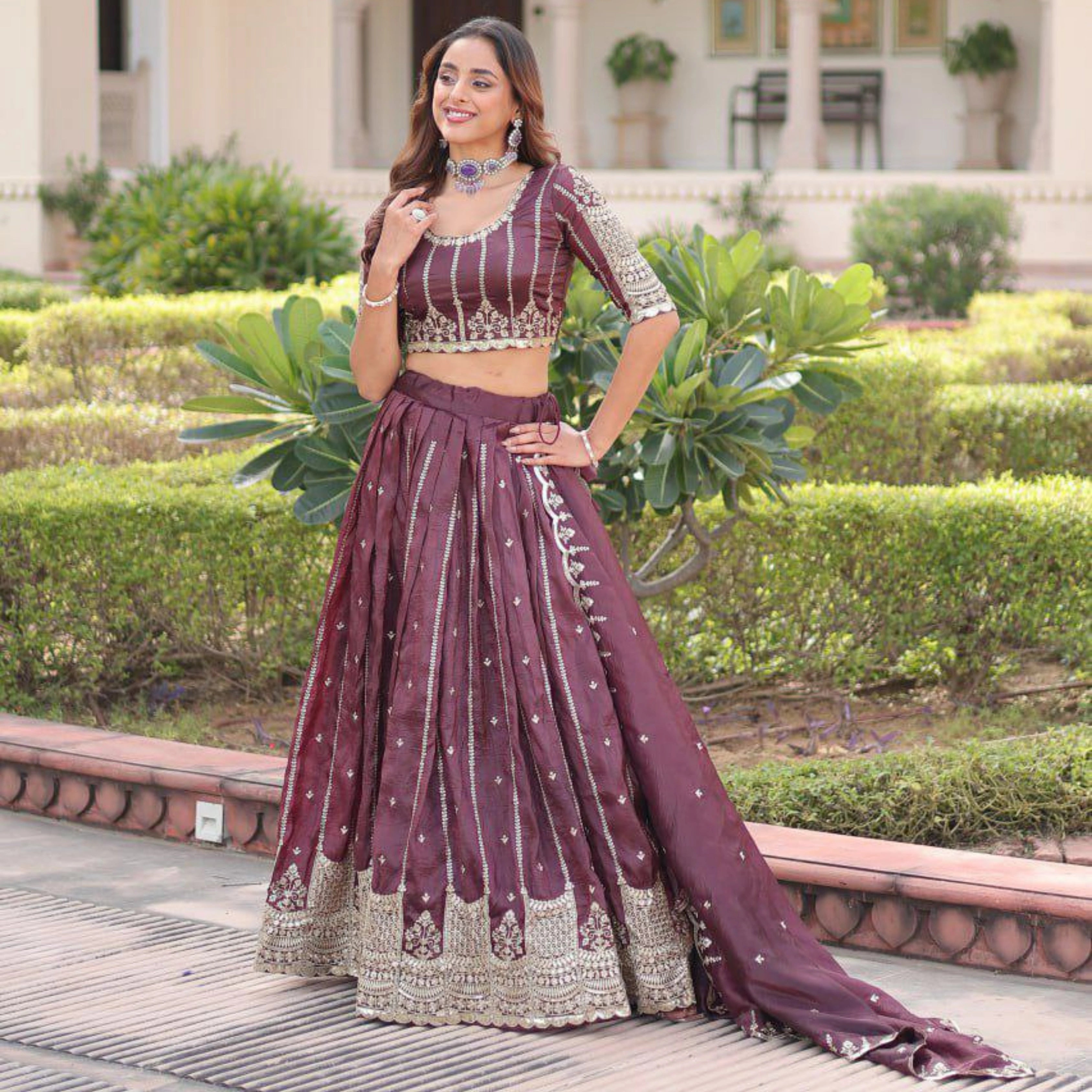 Gold Crush Full-Stitched Lehenga Set