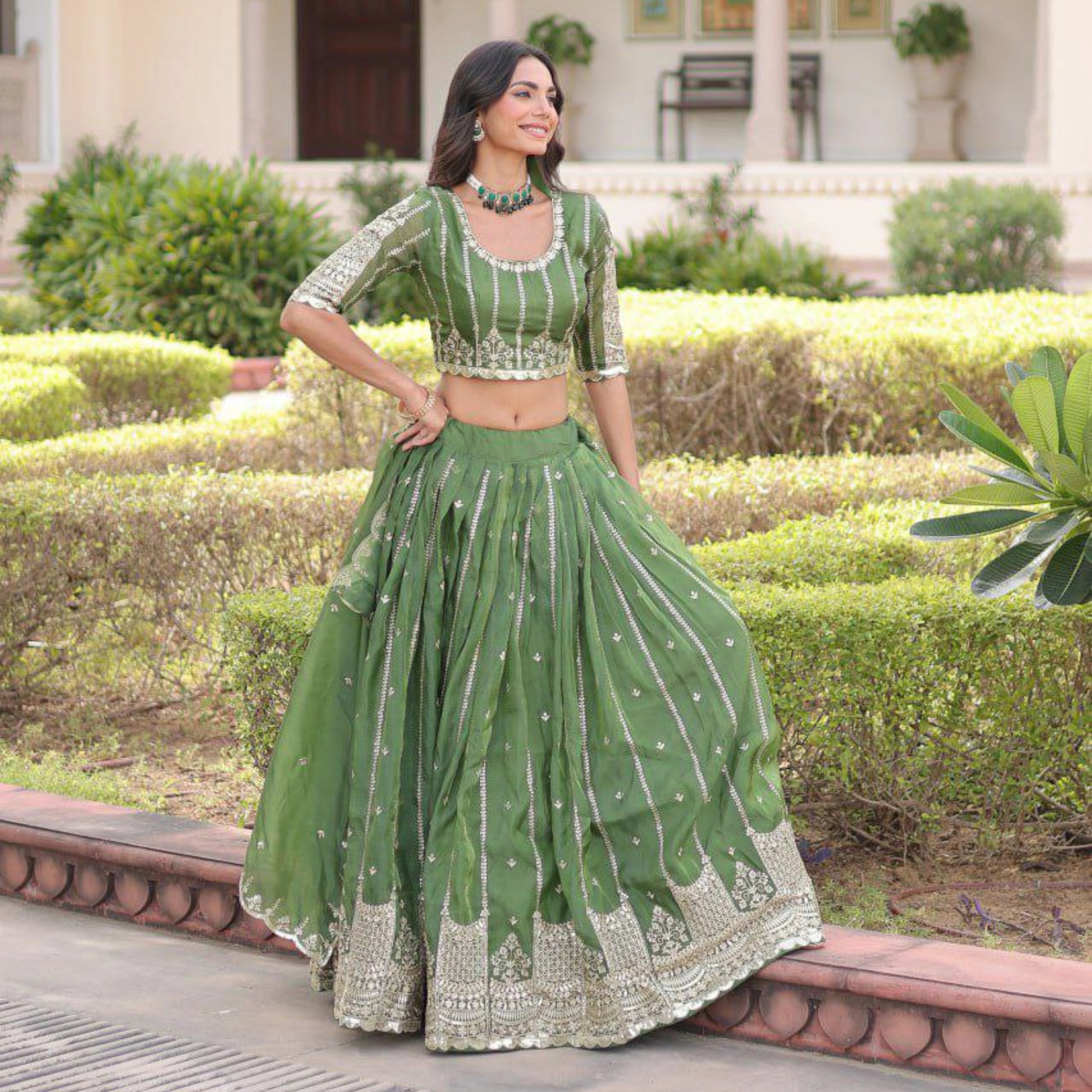 Gold Crush Full-Stitched Lehenga Set