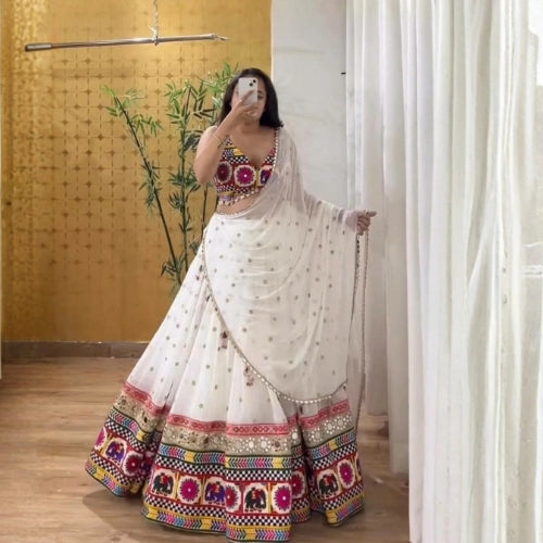 Rangrez Mirrorwork Faux Georgette Lehenga Set