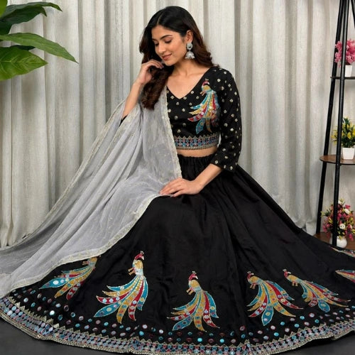 Kashvi Foil Mirror Embroidered Lehenga Set
